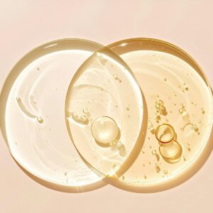 Two viscous liquids overlap on a neutral background